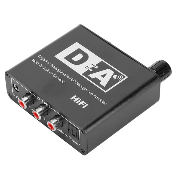 Optisk fiber koaksial digital til analog lydkonverter dekoder 3,5 mm utgang 100-240V Svart US-plugg