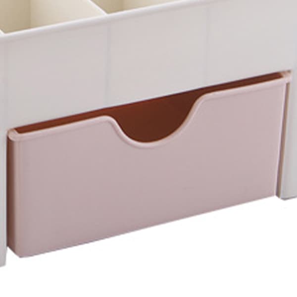 Kosmetik Makeup Organizer PP Multifunktionel 6 Rum Makeup Skrivebords Organizer med Skuffe Pink