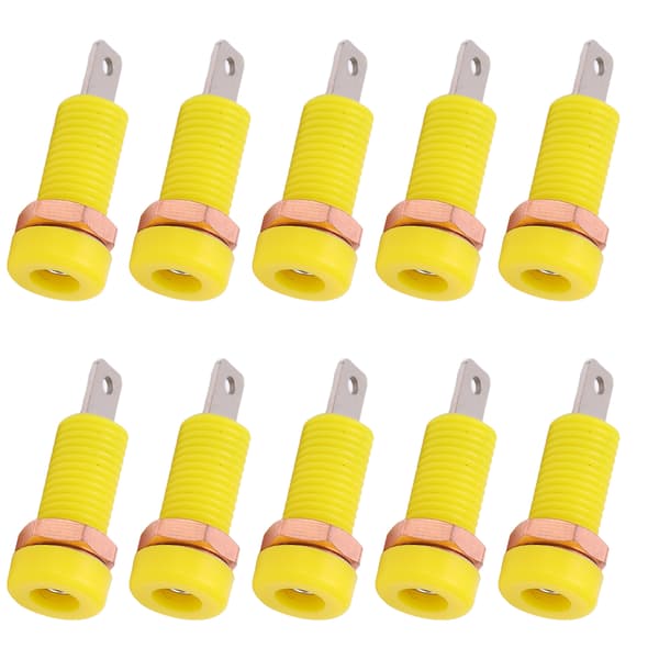 10 stk 4 mm Banan Jack Socket Mount Binding Post Connector Adapter Panel for Elektronisk Instrument Gul
