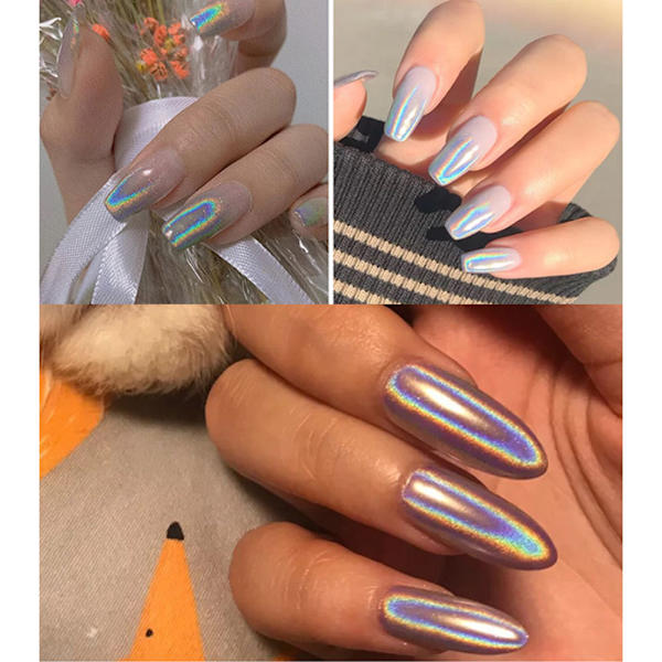 Nail Holographic Glitter Powder för Nail Art Shiny Polish Manicure Chrome Pigment