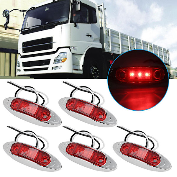 5 st 10-30V 3LED sidomarkeringar Blinkers Billampor Blinkers Positionsljus (Röd)