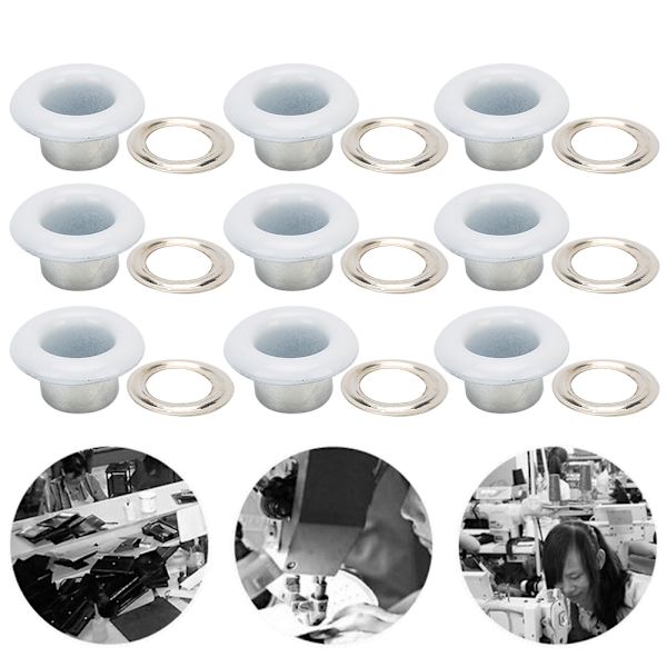 500 set ögonhål spänne metalliska öljetter skor läderväskor DIY hantverk knapp nithålsverktyg 4,5 mm vit