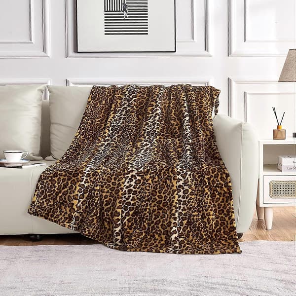 Leopardmønstret teppe for seng, sofa, reise og camping, supermykt og behagelig fluffy teppe 130x150cm