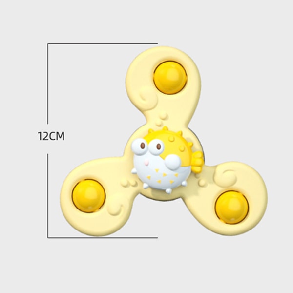 Sugekopp roterende leker blomst glatt kant interessant sterk suge roterende barn leketøy 3 hoder gul 1,4oz