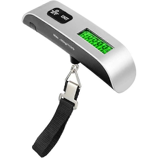Digital bagagevåg, 50 kg viktvåg bärbar med LCD-bakgrundsbelyst display och temperatursensor