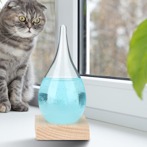 Innovativ dråbeformet vejrudsigt glas vejrforudsigelse flaske boligindretning blå