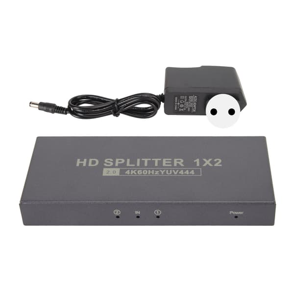 1x2 HD Multimedia Interface Splitter 4K 60Hz 18G HDCP2.2 RGB444 1 in 2 ut HD Multimedia Interface 2.0 Splitter 100‑240V EU-kontakt