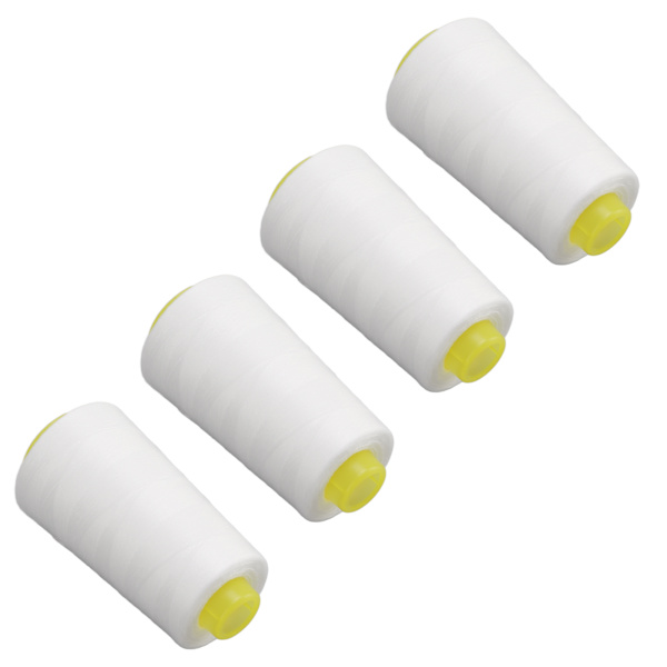 4 stk. Sergertråd Hvit Premium Polyester Solid Slitesterk Slitesterk Mye Brukt Hvit Tråd