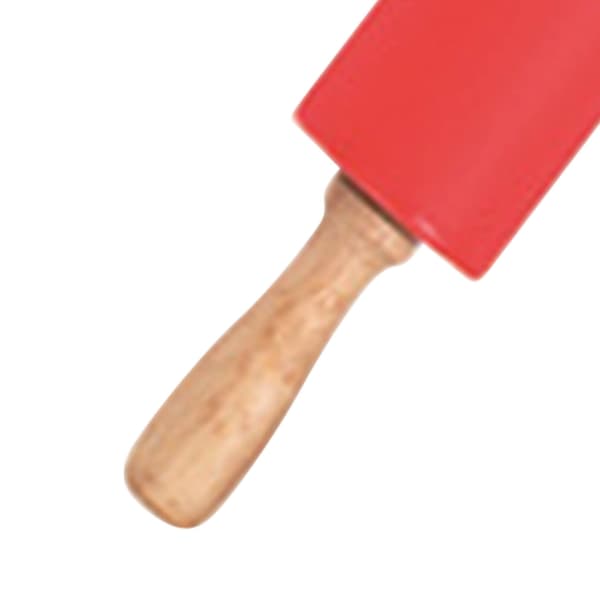 Forlenget kjevle i silikon med solid trehåndtak, non-stick overflate, bakeverktøy, rød