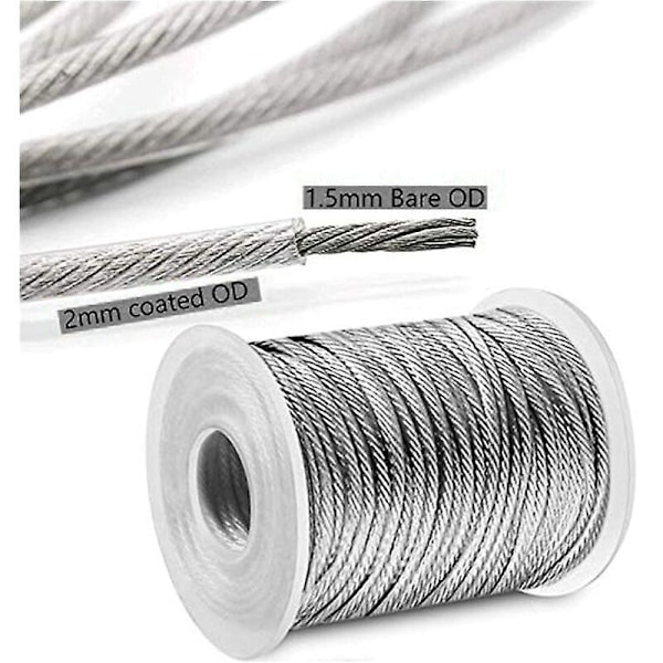 Wire Rope Kit, Hagesnorstrammer, Rustfritt Stål Wireopphengsett, 30m Nylonbelagt Rustfritt Stål Wire, for Klessnor Teltline