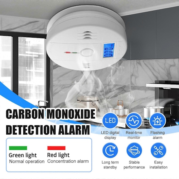 2st Digital Kolmonoxid (CO) Detektor Varningslarm Sensor Batteridriven -GSL