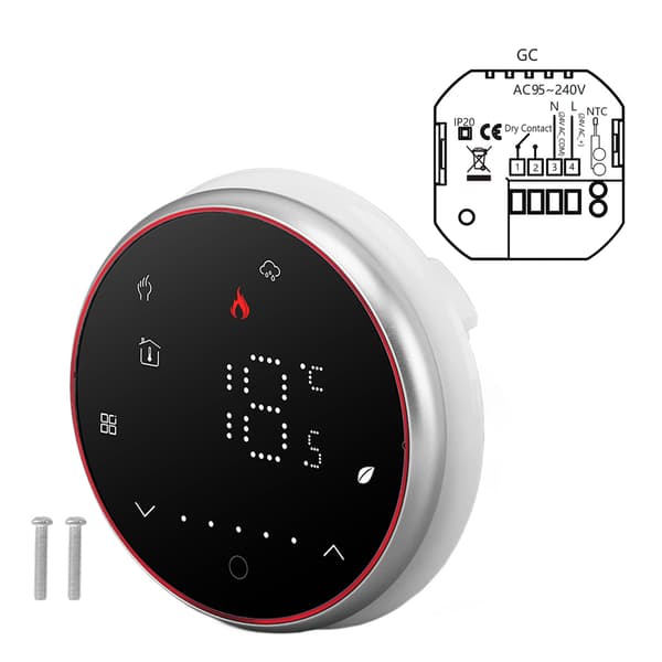 Trådløs Smart Termostat Programmerbar Smart Hjem Termostat til Kedelopvarmning AC95‑240V Rund Base Sort