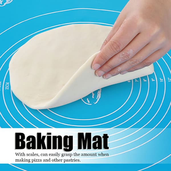 Husholdnings silikone non-stick bageunderlag med måleskalaer til æltning af dej, køkkenbageværktøj (blå 45x65cm)