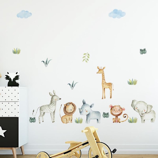 30*90CM Jungle Dyr Vægdekorationer Vægmærke Safari Giraf Elefant Vægindretning Soveværelse Børn Baby Børnehave Stue