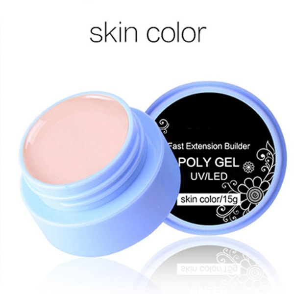 15g Professionell snabb nagelförlängning polygel lätt att ta bort manikyr UV-gel hudfärg