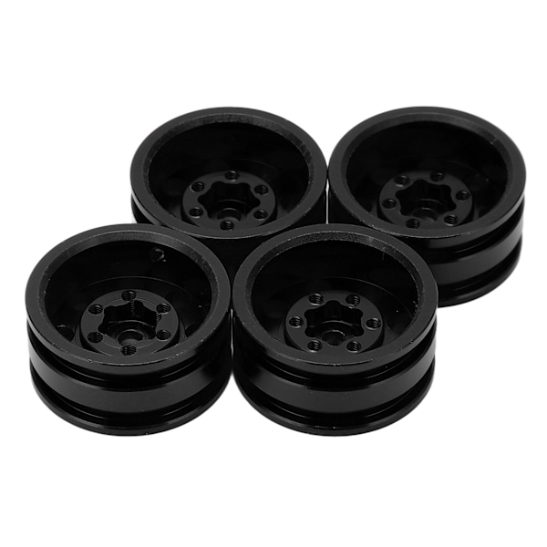 4 st metall 8 runda hål fälgnav fälgar för Axial SCX24 1/24 fjärrkontroll klättring bil svart