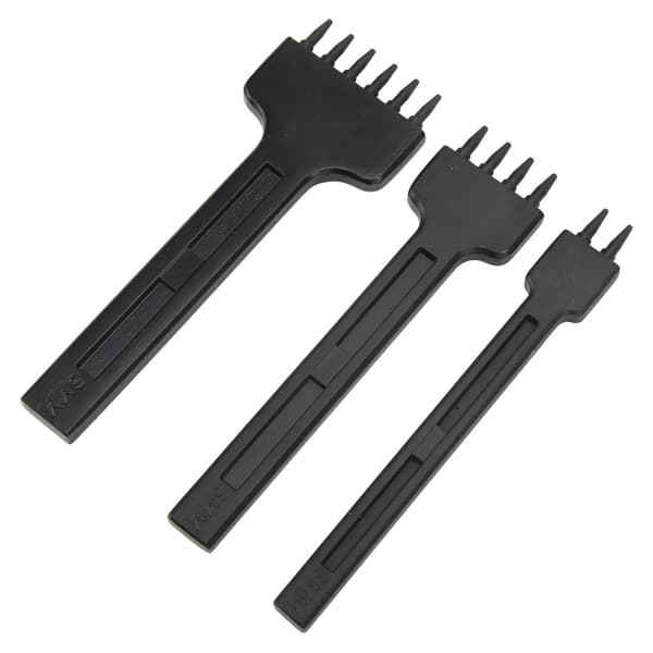 3 stk læderstans med tænder sort 2 tænder 4 tænder 6 tænder runde tænder læderstans DIY stanseverktøy svart