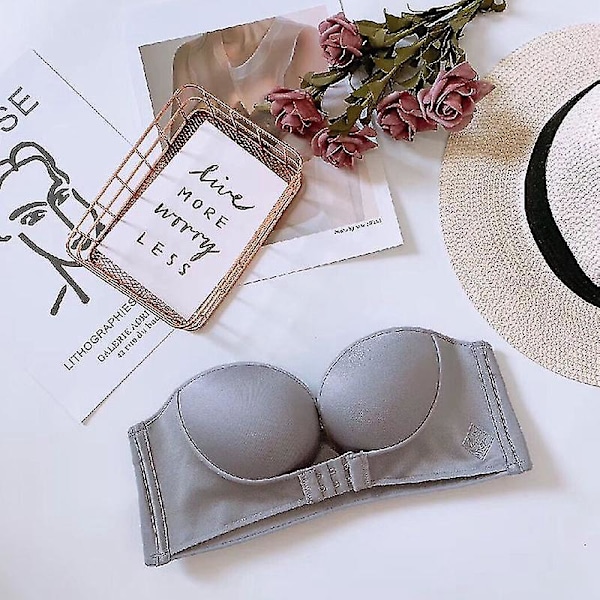Front Buckle Strapless Push Up BH - Sömlös Rygglös och Osynlig 38 85ab Svart