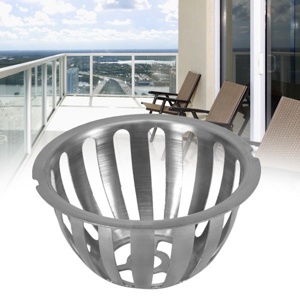 2 stk. rustfrit afløbsrist i rustfrit stål til tag og balkon (100 mm)