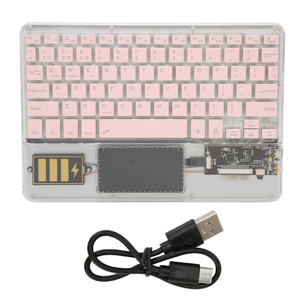 Trådløst Bluetooth-tastatur Multifunksjonelt akryltastatur for Windows for Android for IOS Rosa