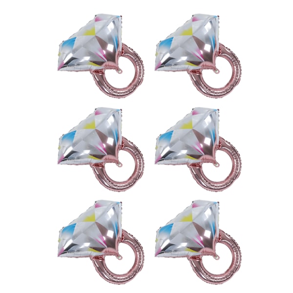 6 stk diamantringballon aluminiumsfolie sfæriske diamantringballoner Brudebad Bryllupsforlovelse Dekorative balloner rosa guld