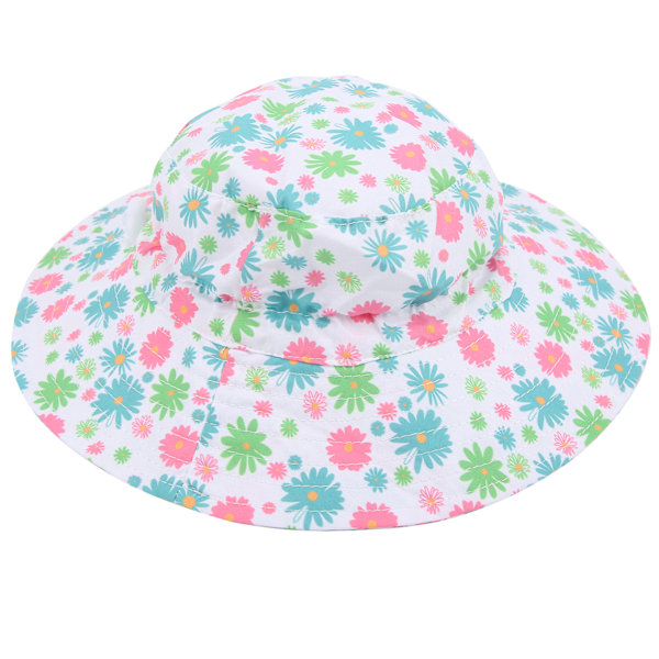 Justerbar strandhatt bøttehatt unisex baby gutt jente utendørs barn bøttehatt blå blomst S