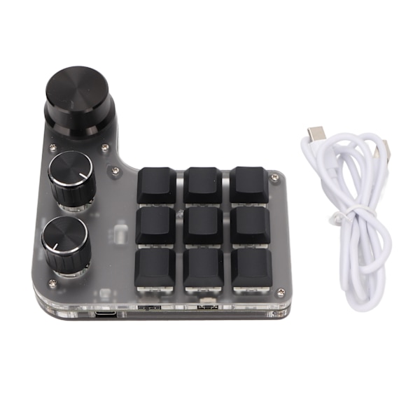 Programmerbar makro-tastatur 9 taster 3 knotter USB Bluetooth-tilkobling OSU spilltastatur for kontor musikk media