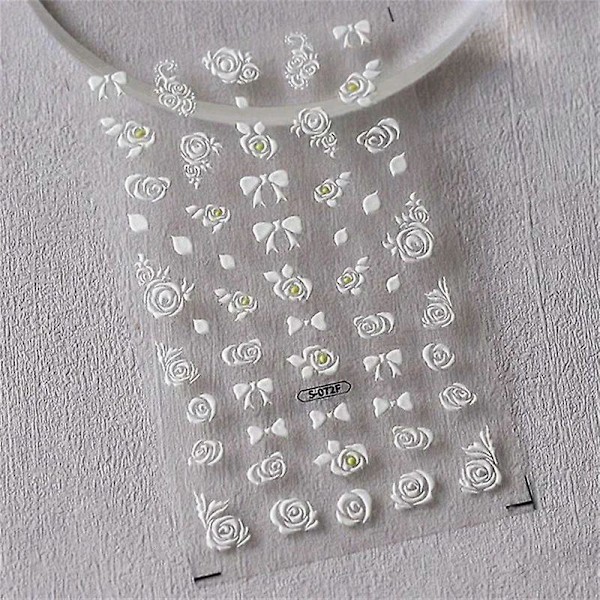 5D Lyx Blå och Lila Blomdesign Nagelstickers Mjuka Präglade Självhäftande Dekorativa Nagelkonst S072F