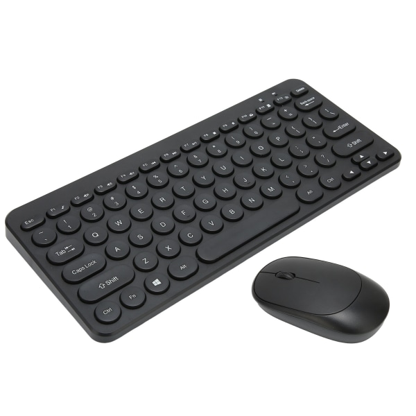 2,4G trådløst tastatur Mus Combo 78 Taster Retro Rund Keycap Mute-knapper Ergonomi Mus og tastatur for Business Office Svart