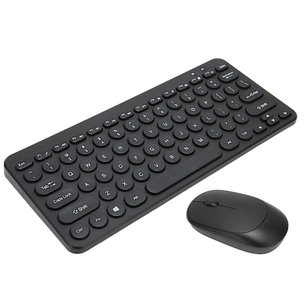 2.4G trådlöst tangentbord Mus Combo 78 Key Retro Rund Keycap Mute-knappar Ergonomi Mus och tangentbord för Business Office Svart