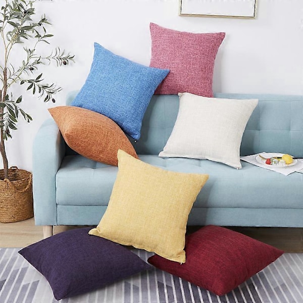 Dekorativa Prydnadskuddar Set om 2 Linne Texturerade Kuddfodral för Soffa, Fåtölj, Vardagsrum, 50x50 cm, Djup kaffe