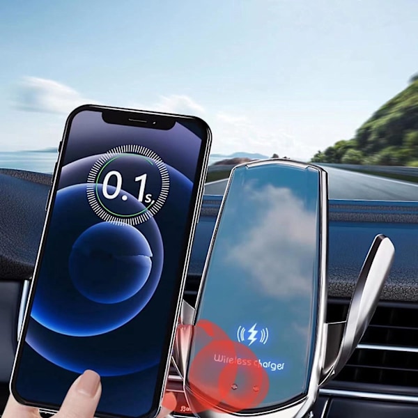 15W Trådløs Biloplader Hurtigopladning Luftventilmontering Automatisk Klem Telefonholder