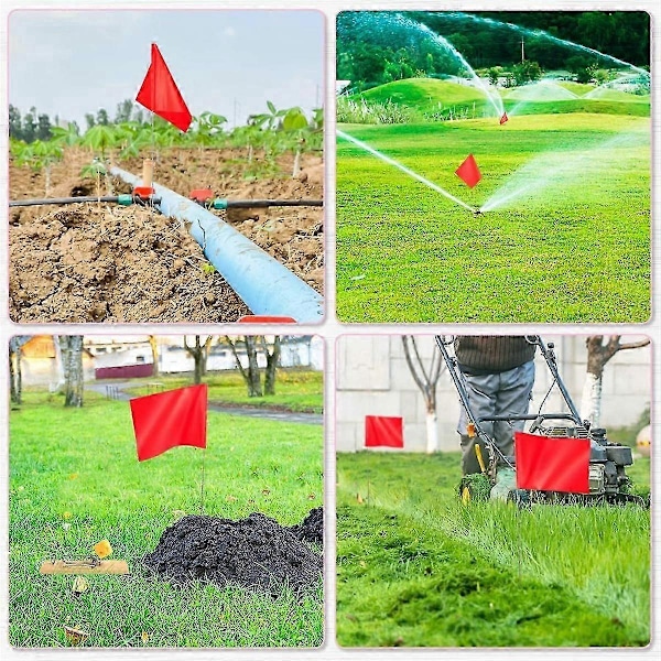 50 stk. Markeringsflag, røde haveflag 15x4x5 tommer, markeringsflag, plæneflagsmarkører, vandingsflag, landskabsflag