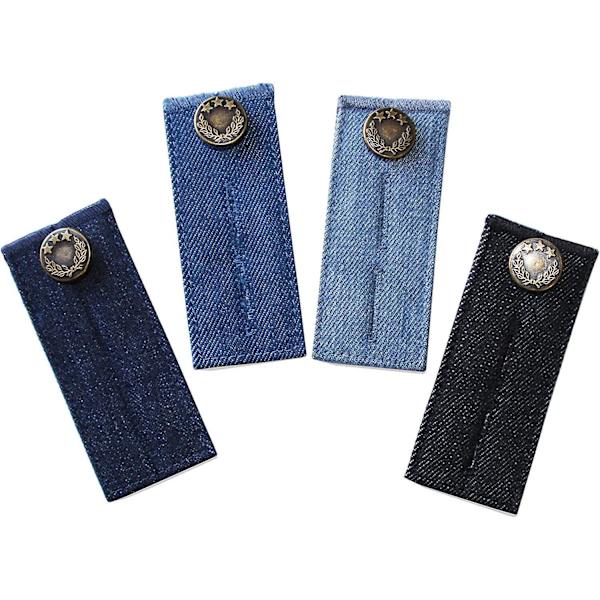 Komfortable metall denim midjeforlengerknapper - 4 stk, assorterte farger