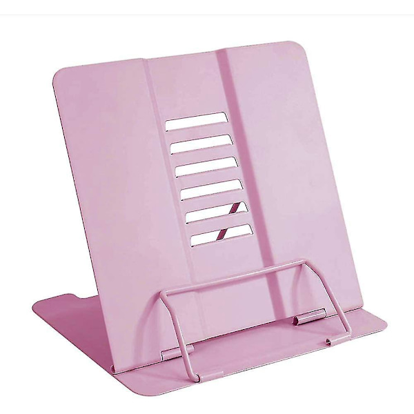 Justerbar foldbar metal bogholder læsestand - Pink