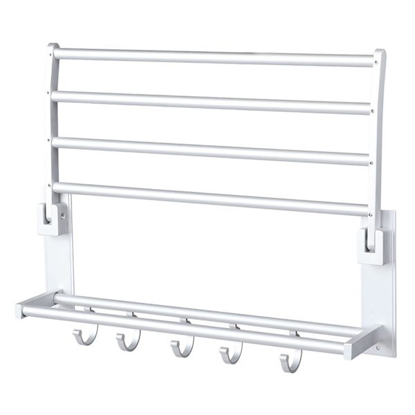 Hushållsbadrum Aluminium Väggmonterad dubbellagers badhanddukshållare Handduksställ Förvaringsställ 37 cm