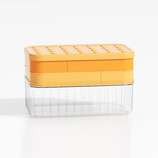 Isterningebakke 2 i 1 Multifunktionel Silikone Isstav Maker Form med Opbevaringsboks Orange