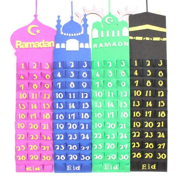 Ramadan Hängkalender Countdown Calendar Hängväska Väggkalenderförvaringsväska