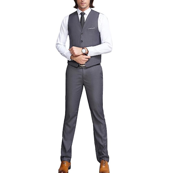 Slim Fit V-hals Business Vest for Menn 2XL Grå