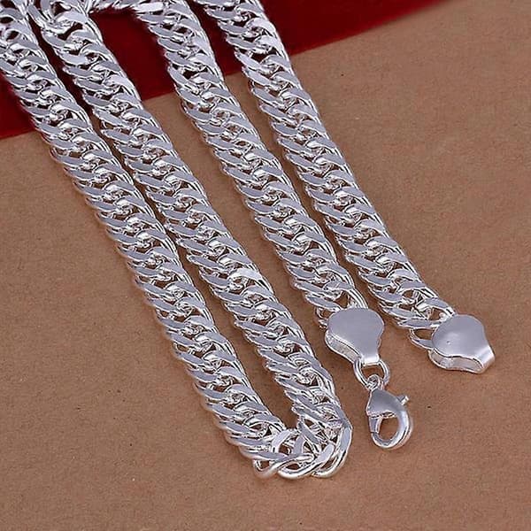 Ny Mote Smykker 925 Sterling Sølv Dråpe Hele Side Halskjede For Unisex Mann Kvinner Gave Silver