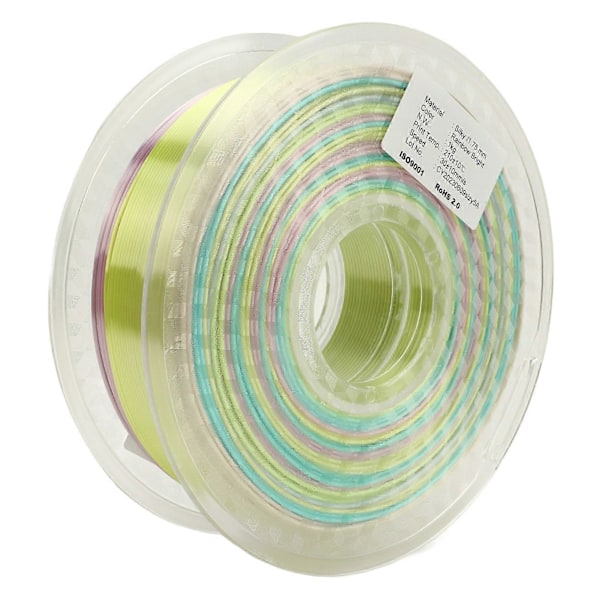 PLA Filament Färggradient Regnbåge Flerfärgad Silkeslen Glänsande 1.75mm 3D-skrivarfilament