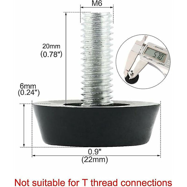 sourcing map 20 stk Møbeljusterbare føtter Justerbare føtter Møbelglidebein Bord Stolbord Base Gulvbeskytter Skrueglider 22 mm x M6 x 20 mm