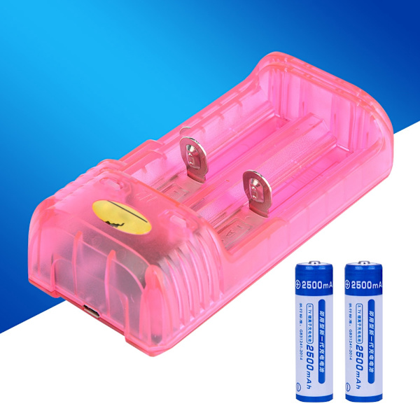 Batteriladdare för 2-cell litiumbatteri Säker laddningsströmförsörjning 14500/14650/16500 Röd