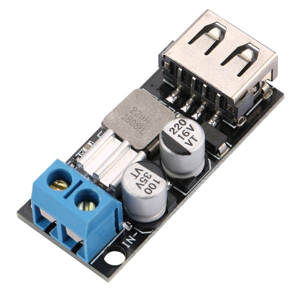 DC-DC spenningsnedtrappende strømforsyning Buck-modul 12V 24V 6V-32V til 5V QC3.0 USB hurtiglading