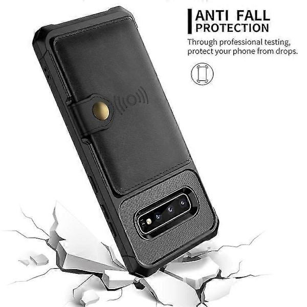 Til Samsung Galaxy S10+ Magnetisk Wallet Kort Taske Læder Telefon Cover Zekai Sort