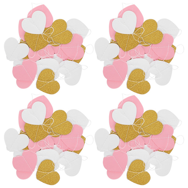 4 stk. Papir Garland Hængende Dekoration Garland til Jubilæum Bryllup Valentinsdag (Hjerte 7,8 cm 3,1 tommer)