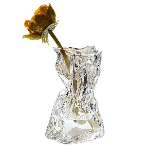 Plisserad glasvas Ljuslyx Hydroponisk vas Vardagsrum Matsalsbord Torkad blomma Vas Blomsterarrangemang Prydnader