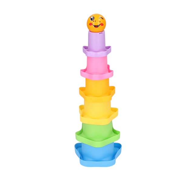 6 stk stablekopper med dreneringshulldesign DIY pedagogisk trygt form plastmaterial baby stableleker for alder over 6 måneder