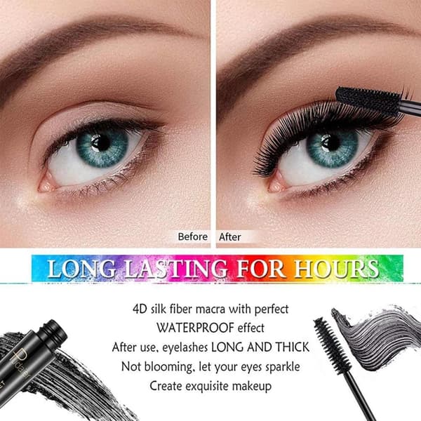 Crown Mascara 4D Glamour Mascara Smudge Proof Vanntett Langvarig Vippemascara