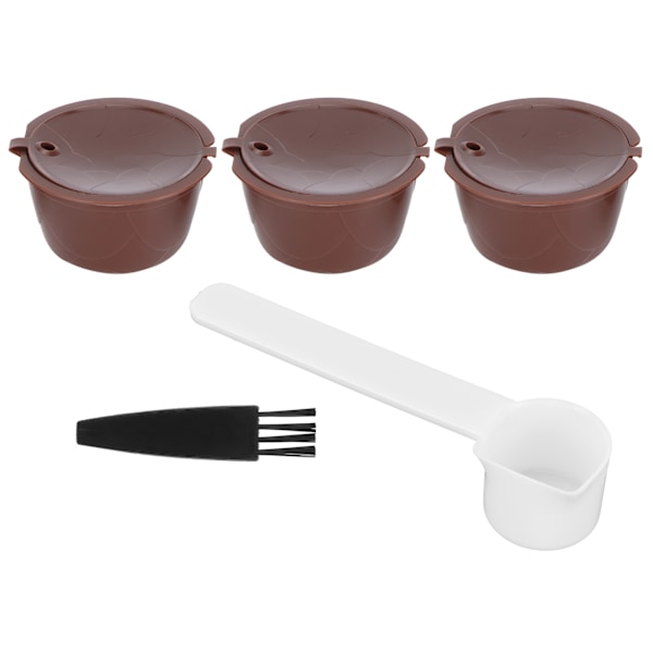 Återanvändbara kaffekapslar Påfyllningsbara kaffekoppfilterkit Passar för DOLCE GUSTO-maskin (Kaffekapslar 3 Sked 1 Borste)